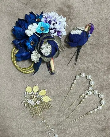 성인식 일본 의류 머리 장식 세트