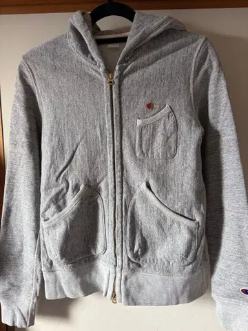 Champion 그레이 풀 집업 후드티