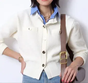 [ 새상품 ] 저스길리티 카라 부착 카노코 가디건