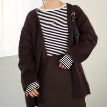 IENA 폭스 캐시미어 V넥 가디건 브라운