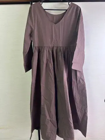 mite 브라운 롱 원피스 긴팔 2way