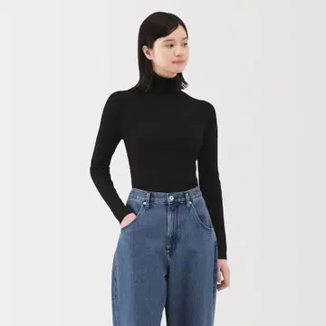 무인양품 워셔블 울 하이 게이지 립 터틀넥 스웨터 M 2장 세트