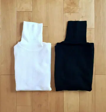 무인양품 워셔블 울 하이 게이지 립 터틀넥 스웨터 M 2장 세트