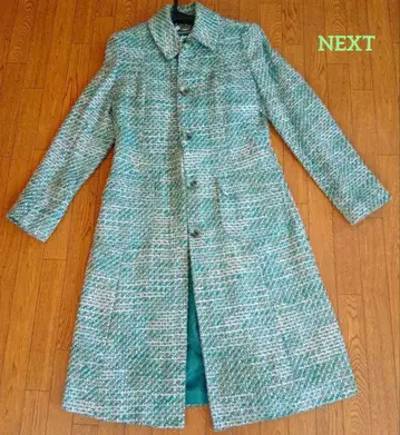 NEXT 트위드 롱 코트 그린 계열