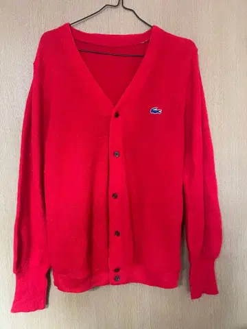 Lacoste 빨간색 V넥 가디건