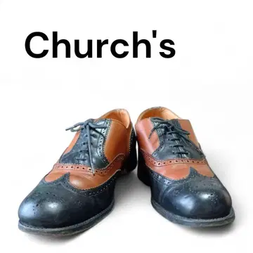 처치 윙 칩 레더 슈즈 블랙 x 브라운 24.5cm