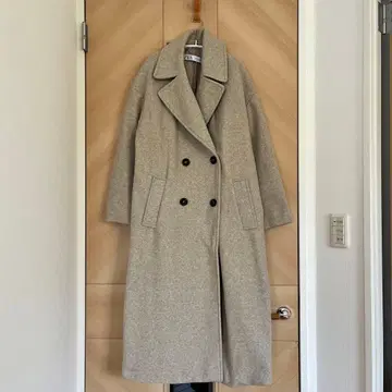 ZARA 더블 브레스트 롱 코트 그레이