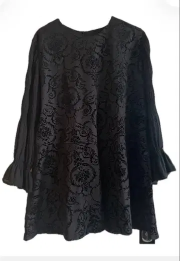 고딕풍 벨벳풍 꽃무늬 다마스크 무늬 튜닉 블랙