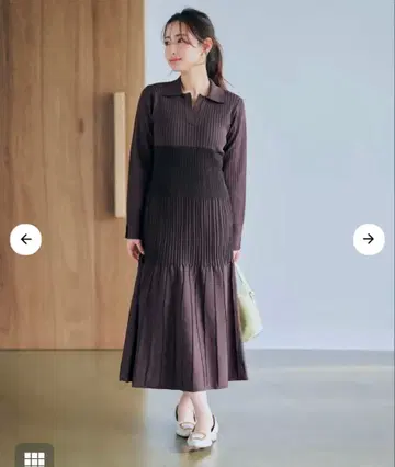 cohina 스키퍼 니트 원피스 regular 기장 브라운