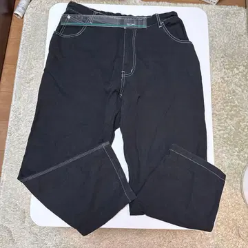 블랙 카고 팬츠 허리밴딩 4 포켓