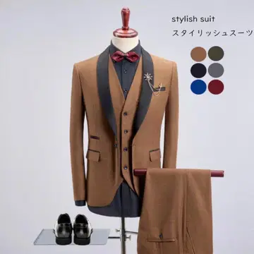 카키 스타일리시 수트 턱시도