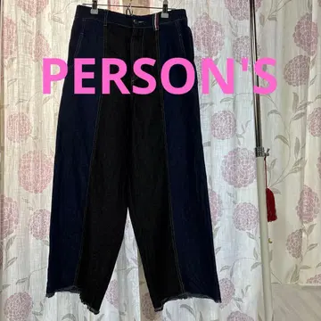 PERSON'S 와이드 레그 데님 팬츠 다크 블루 블랙