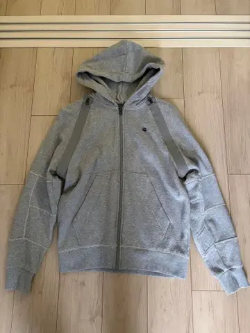 그레이 후드 부착 지퍼 후드티