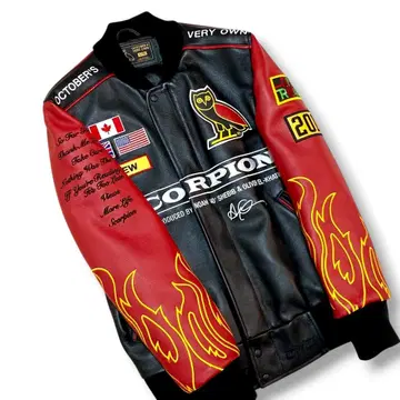 OVO 가죽 바시티 자켓 스콜피온 투어 드레이크