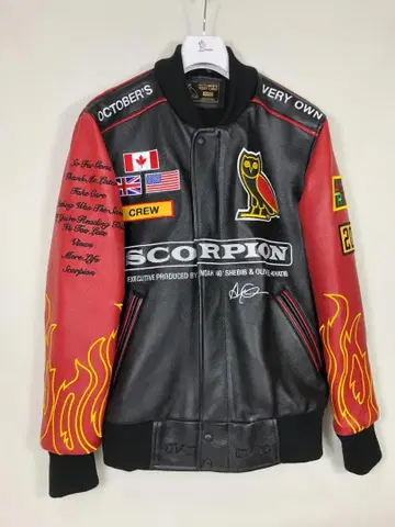 OVO 가죽 바시티 자켓 스콜피온 투어 드레이크