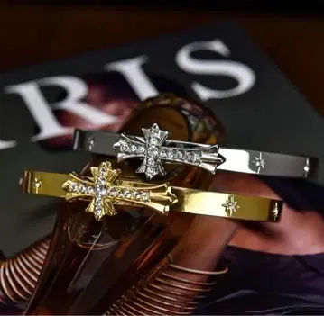 크롬 모티브 뱅글 팔찌 실버 익명 배송