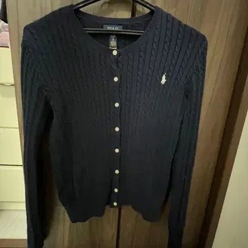 POLO 네이비 케이블 니트 가디건 XL