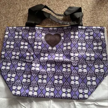 ANNASUI 보라색 하트와 꽃 빅 에코백