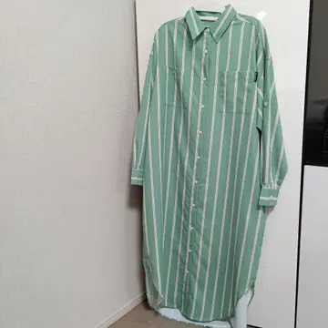 LOGOS 로고스 스트라이프 롱 셔츠 원피스