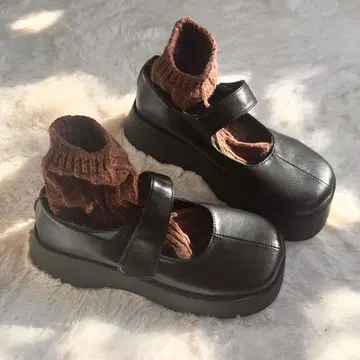 통굽 메리 제인 펌프스 블랙 23.5cm 힐 높이 6cm