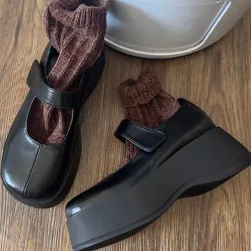 통굽 메리 제인 펌프스 블랙 23.5cm 힐 높이 6cm