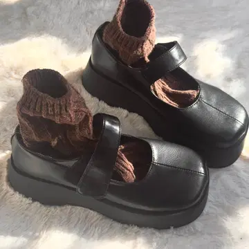 통굽 메리 제인 펌프스 블랙 23.5cm 힐 높이 6cm