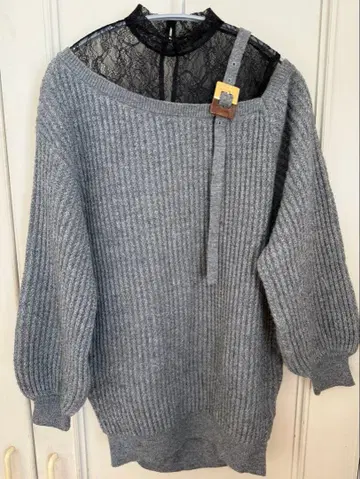 LILY BROWN 릴리 브라운 레이스 니트 튜닉/미니 원피스