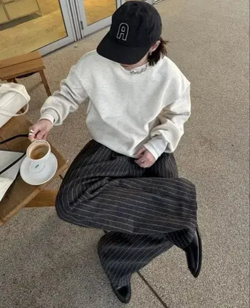 NUGU 스트라이프 와이드 밴딩 팬츠