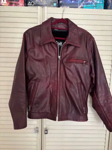 Schott 버건디 가죽 자켓 36