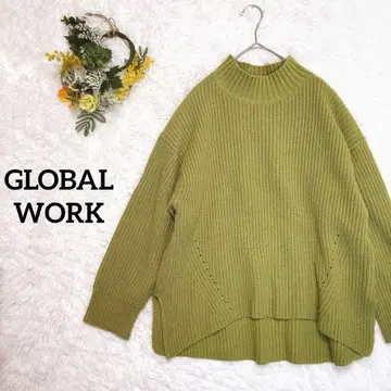 [ 글로벌 워크 ] 리브 짜임 루즈핏 니트 스웨터 여리여리 모크넥