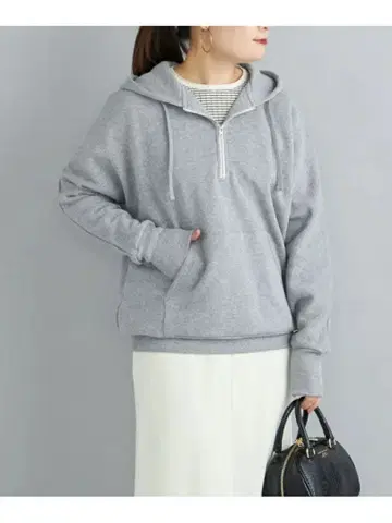 SHIPS 별주 mocT:LOOPWHEEL 하프 지퍼 후드티