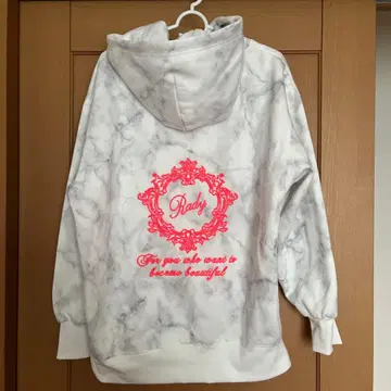 Rady 후드티 대리석 패턴 백 로고 핑크