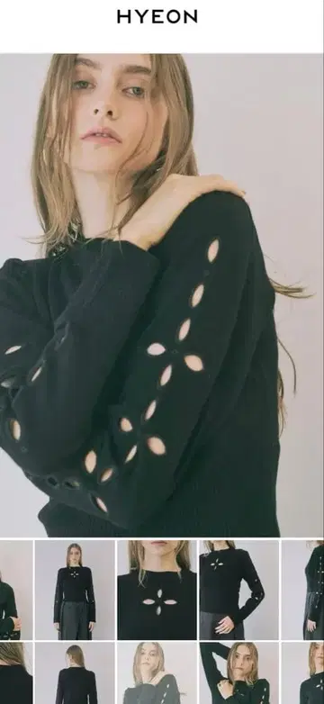 hyeon 페탈 니트 스웨터 블랙