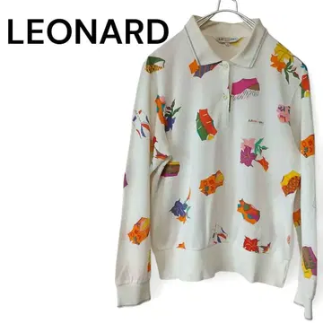 레오나르 스포츠 꽃무늬 긴팔 피케 셔츠 화이트 M