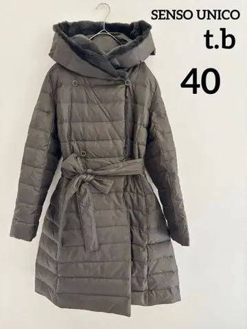 센소유니코 t.b 충전솜 다운 코트 벨트 포함 카키 40