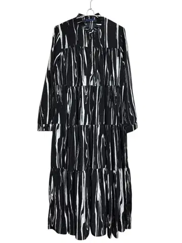 스트라이프 티어드 셔츠 원피스