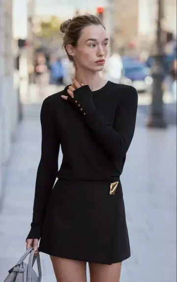 ZARA 베이직 무지 니트탑 블랙 M