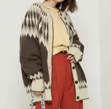 FREAK'S STORE 노르딕 무늬 니트 가디건 베이지 F