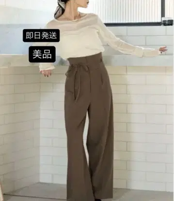 hinari 하이웨스트 리본 팬츠