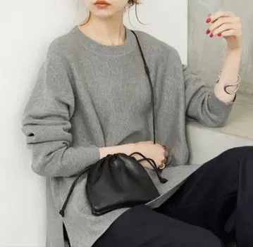 SLOBE IENA 그레이 니트 코튼 더블 페이스 니트 풀오버