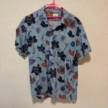 Paul Smith 꽃무늬 오픈 카라 반팔 셔츠 오픈 카라