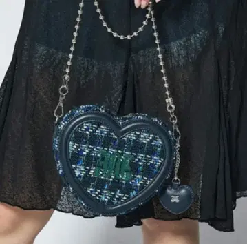 jouetie 하트 참 포함 JJ 트위드 미니 하트 숄더백