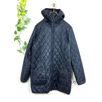 Loana 리버서블 니트 퀼팅 코트(M) 후드 네이비