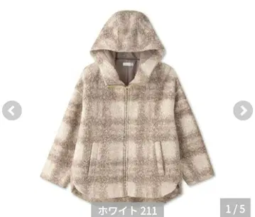 시마무라 tal.by yumi. 후드 부착 보아 코트 체크 M