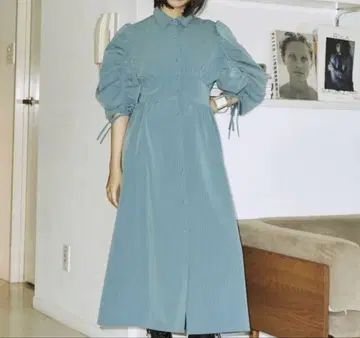 [ 새상품급 ] 쥬에티 퍼프 슬리브 스트라이프 원피스 블루 M