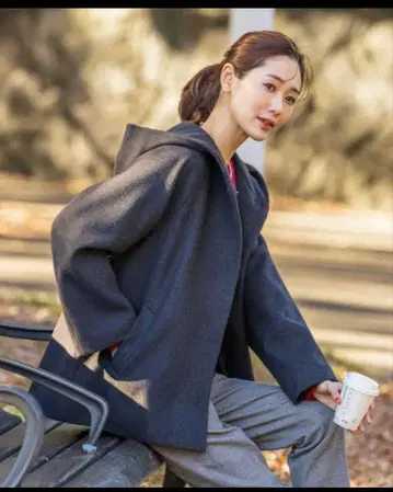 글로벌 워크 스트레치 후드 미들 코트 새상품급