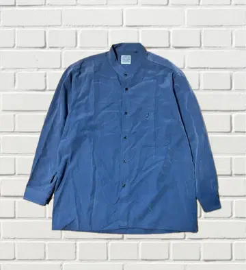 ART FISH 밴드 카라 긴팔 셔츠 블루