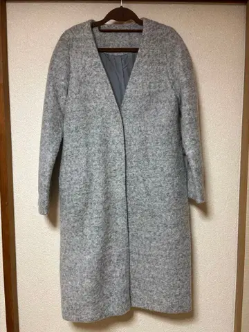 Cucex 그레이 롱 코트 허리 리본 포함