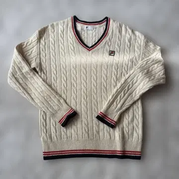 FILA (휠라) 케이블 짜임 V넥 스웨터 여성용 L 사이즈
