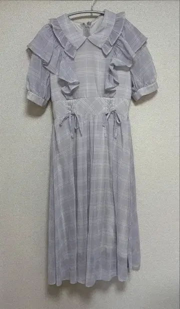 evelyn 체크 프릴 원피스